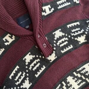 American Eagle‎ Aztec Button Sweater Pullover Knit Maroon XLT